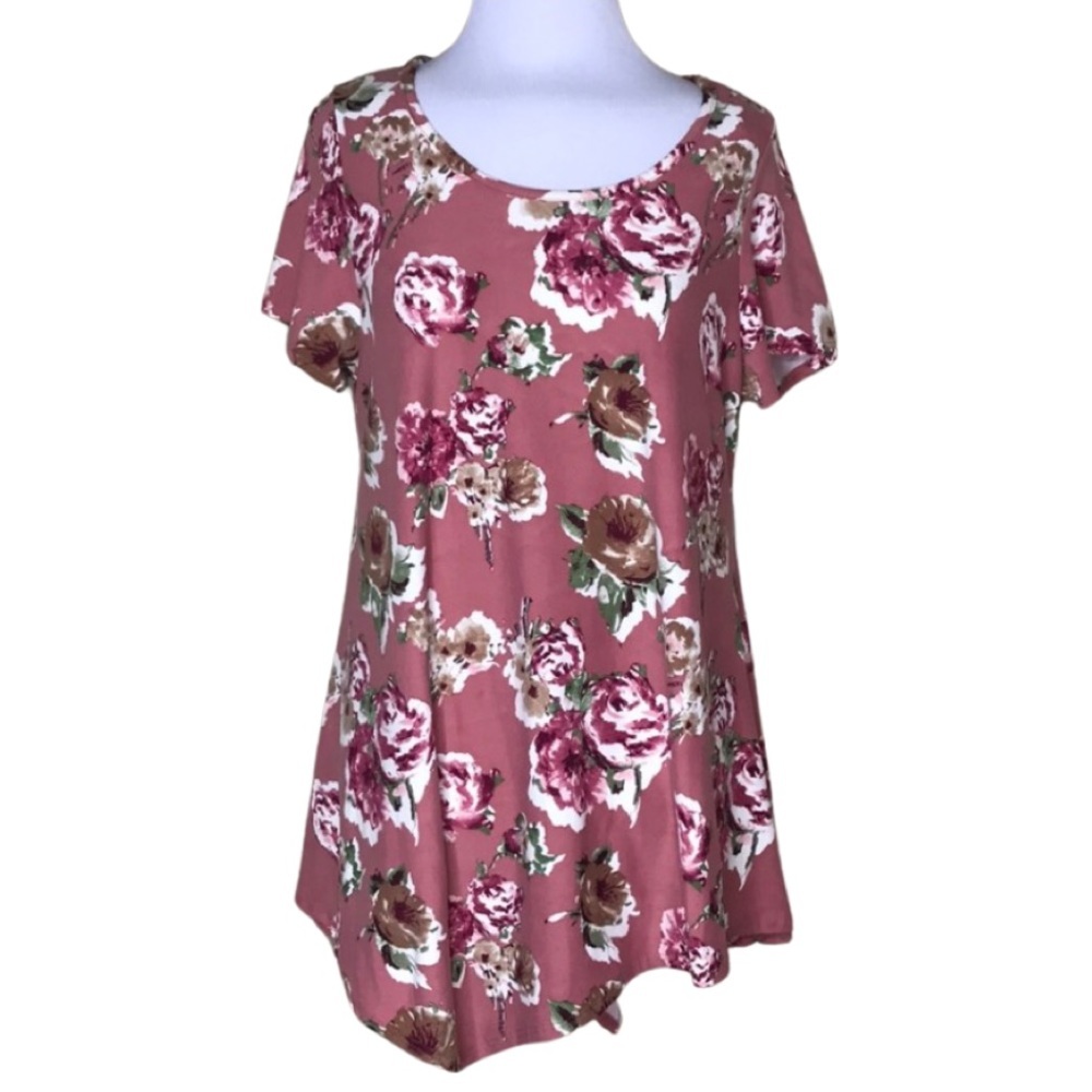 STAR VIXEN Floral Asymmetrical Tunic Top M